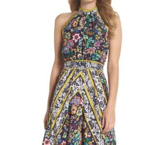 ELIZA J Floral Print High Neck Halter Dress Size 8